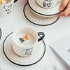Ceramic Cat Mug for Children, Afternoon Tea, Simple Literary, Coffee Cup and Saucer, Couple Drinking Milk, Cute