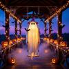 Gruselige Halloween-Außendekorationen Schwingender Geister-Hängeornament mit LED-Lichterkette zur Dekoration, Verstellbare Dekoration Süßes oder Saures Leuchtendes Ornament