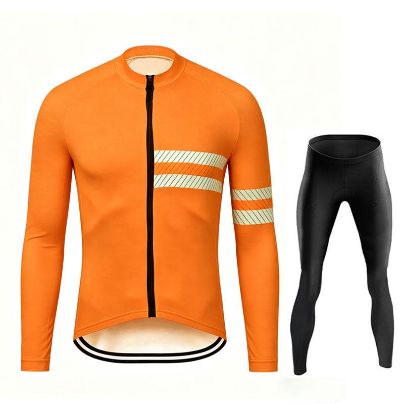 Team Breathable Mens Long Sleeve Cycling Jersey Set Spring and Fall Mountian Bicycle Clothes Wear Ropa Maillot Ciclismo