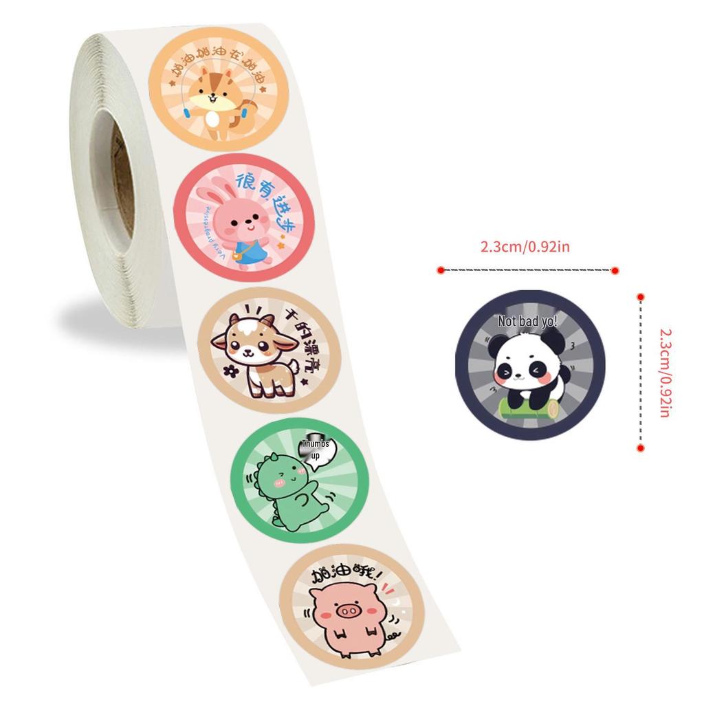 Cartoon Animal Decorative Stickers - 500/Roll for Notebooks
