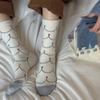 Female Autumn Winter Warm New Year Christmas Elk Color Contrast Wool Tube Pile Socks