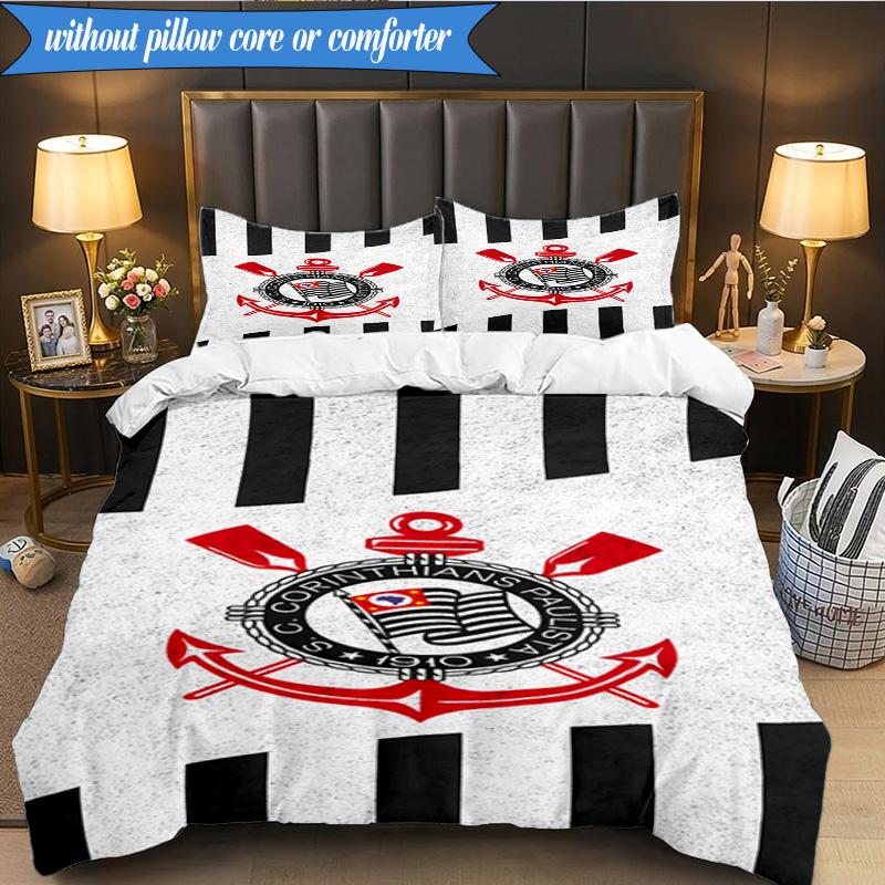 3PCS Sport Club Football Crest Printed Soft Bedding Set,Including 1pc Duvet Cover And 2pcs Pillowcases Perfect for Bedroom, Dormitory, Fan Gift
