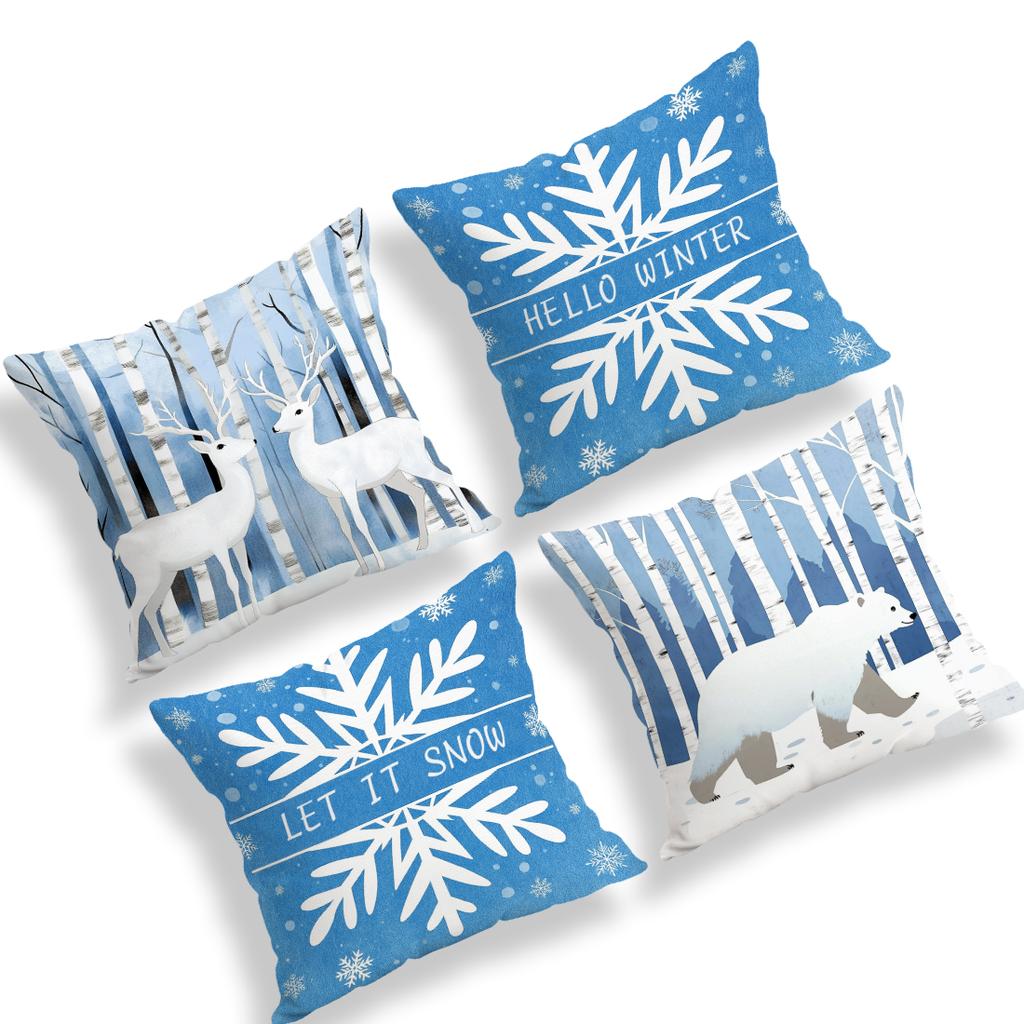 Christmas Reindeer Pillowcase Bedroom Sofa Cushion Cover 100% Polyester Living Room Cushion Pillowcase Home Decor