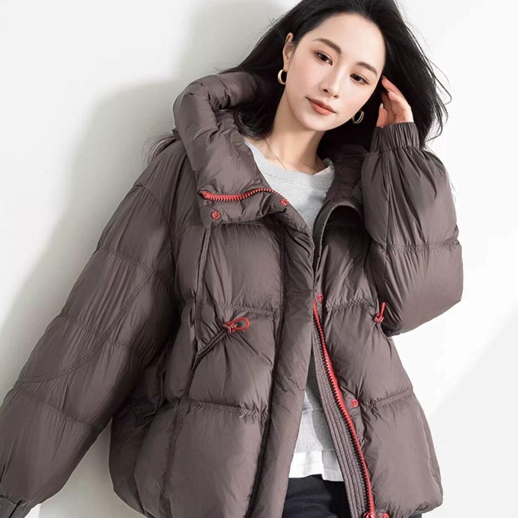 Han Fan Thickened Puffs Down Cotton-padded Jacket Women's New Loose Zipper Hooded Coat In Winter.