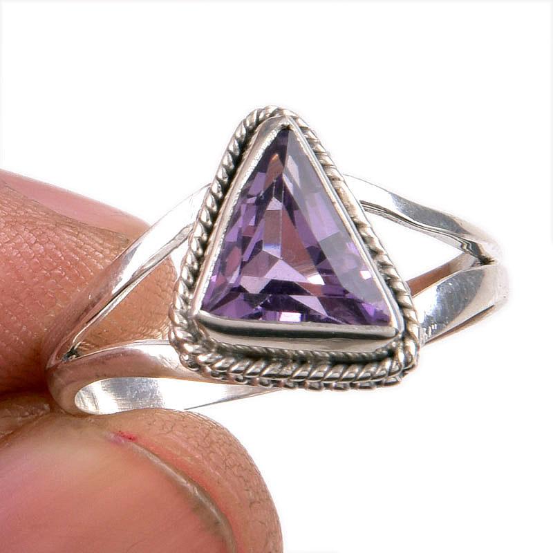 

Natural Pink Amethyst Gemstone 925 Solid Sterling Silver Jewelry Ring S.9 p2f47