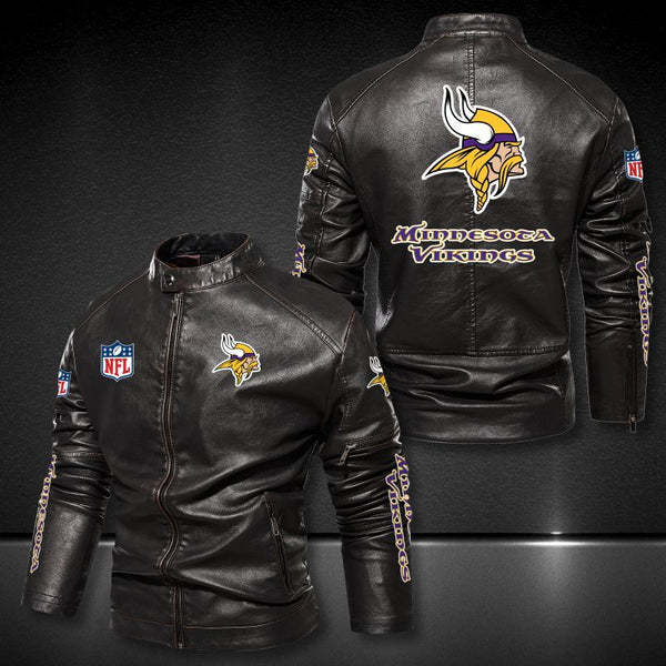 Thin Hot Sale Viking Team Vintage Slim Fit Washed Old Leather Jacket Rugby Motorcycle Jacket