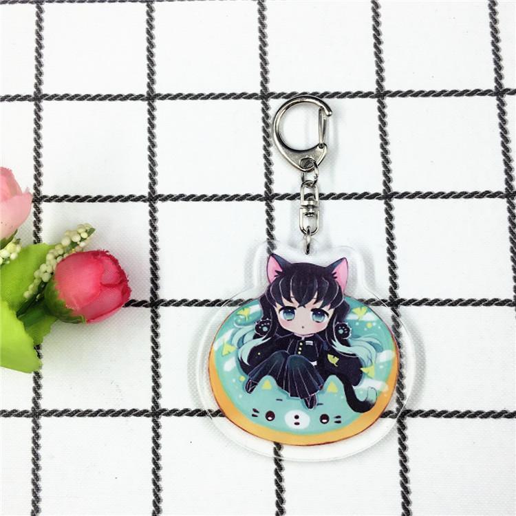 Key Rings Anime Games Around Demon Slayer Blade Cartoon Character Acrylic Keychain Metal Decoration Accessory Gift Pendant