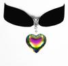 Gothic Red Heart Pendant Necklace With Black Velvet Chain For Women