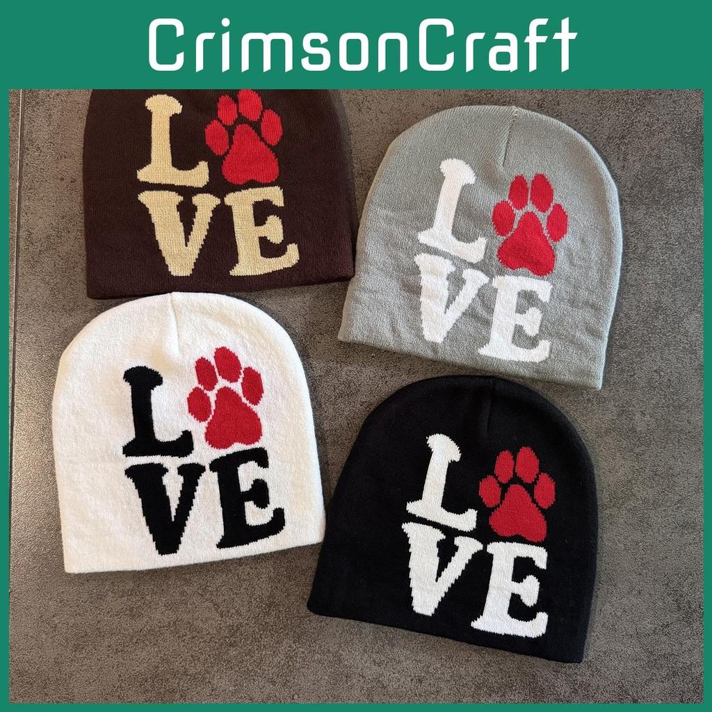 Letter Dog Paw Pattern Neutral Casual Warm Knitted Hat For Fall And Winter