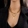 Cross Pendant Women Necklace Multilayer Valentines Jewelry Accessories