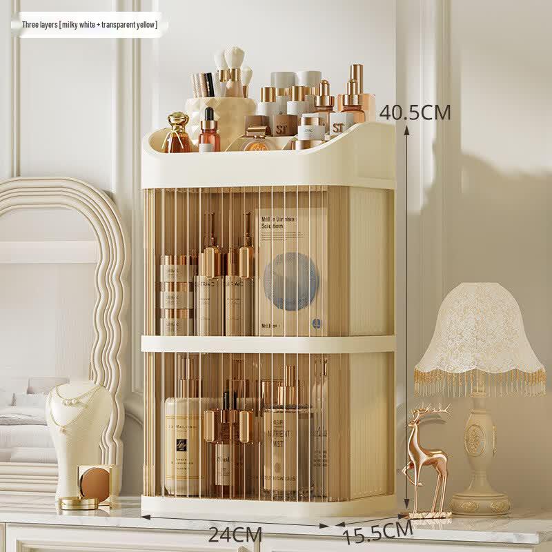 Mahutun Light Luxury Transparent Desktop Storage Box Cream White