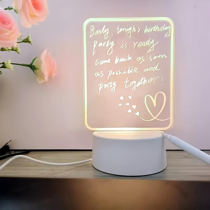 Modern creative LED desk lamp with erasable writing board and pen - used for home, room, wedding, Christmas, holiday decoration