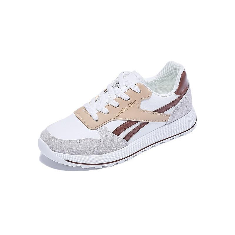 Spring new sports shoes women's light and versatile running shoes soft sole leather surface casual white shoes student versatile