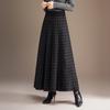 2025 Winter Women's High Waist Knit Pleated Wool Midi Skirt