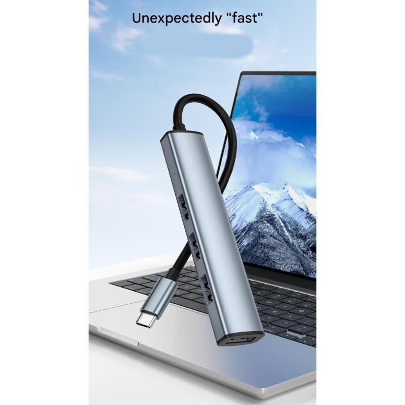 USB3.0 Type C Expansion Dock 4Port Super Speed 5Gbps for PC Mouse Keyboards Plug and Play Portable Design