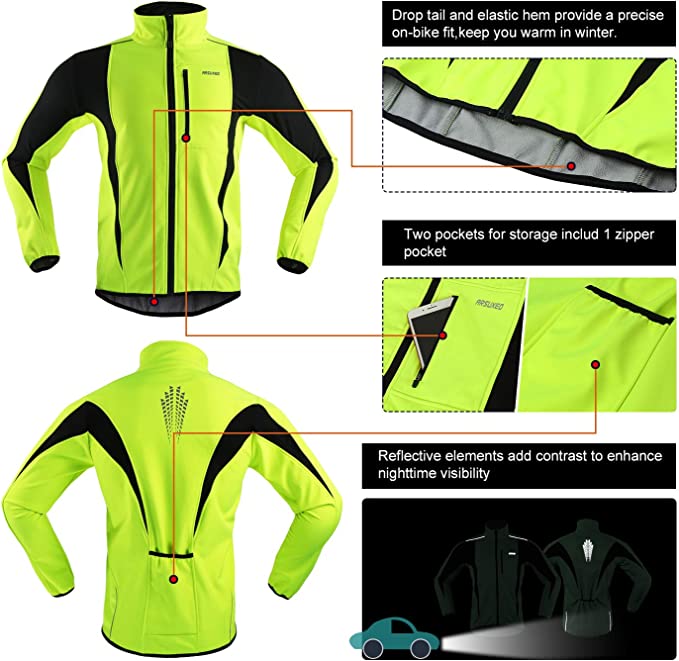 Men's High Visibility Breathable Full Sleeve Cycling Jersey Windproof Night Riding Moisture Wicking Sports Apparel Summer
