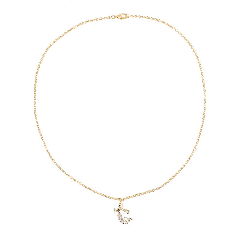 Fashionable and Personalized Zirconia Inlaid Women's Pendant Necklace, Animal Pendant, Mermaid Necklace