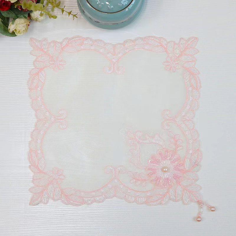 NEW pink beads flowers Embroidery table cloth cover wedding party tablecloth kitchen Christmas Table decoration and accessories