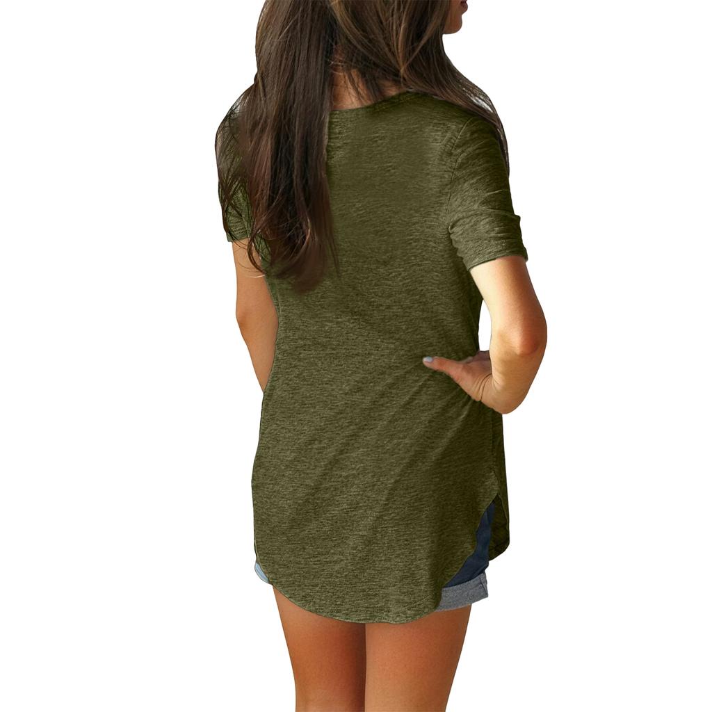 Women's Fashion Casual Blouse Plus Size T-Shirt V-Neck Short Sleeve Top