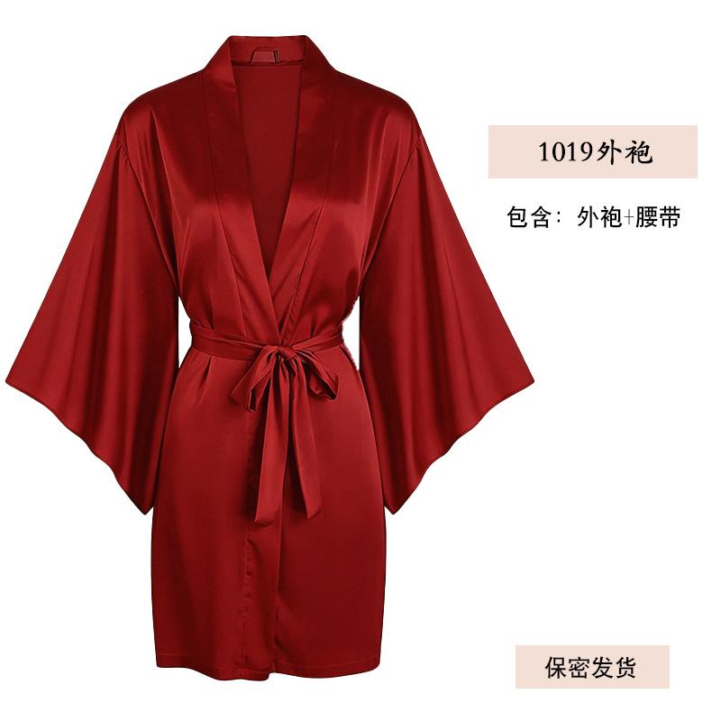 Yiyue sexy pajamas French suspender satin thin sexy underwear flirting pure loungewear women's nightdress 1101