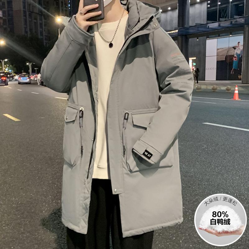 

Мужской пуховик зима новый стиль гонконгский стиль модная пара средней длины толстое пальто зимняя одежда мужская 4XL