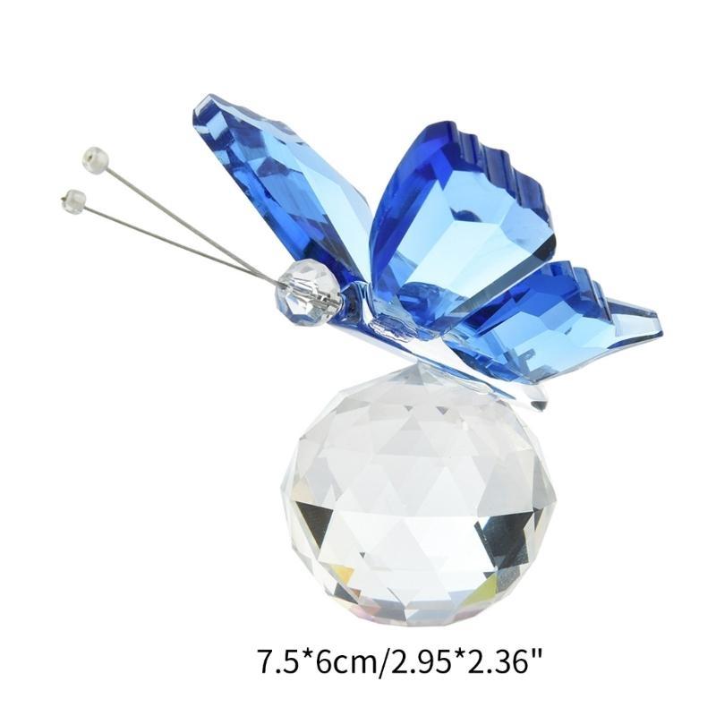 Crystal Butterfly with Crystal Ball Base Figurine Collection Statue Collectible