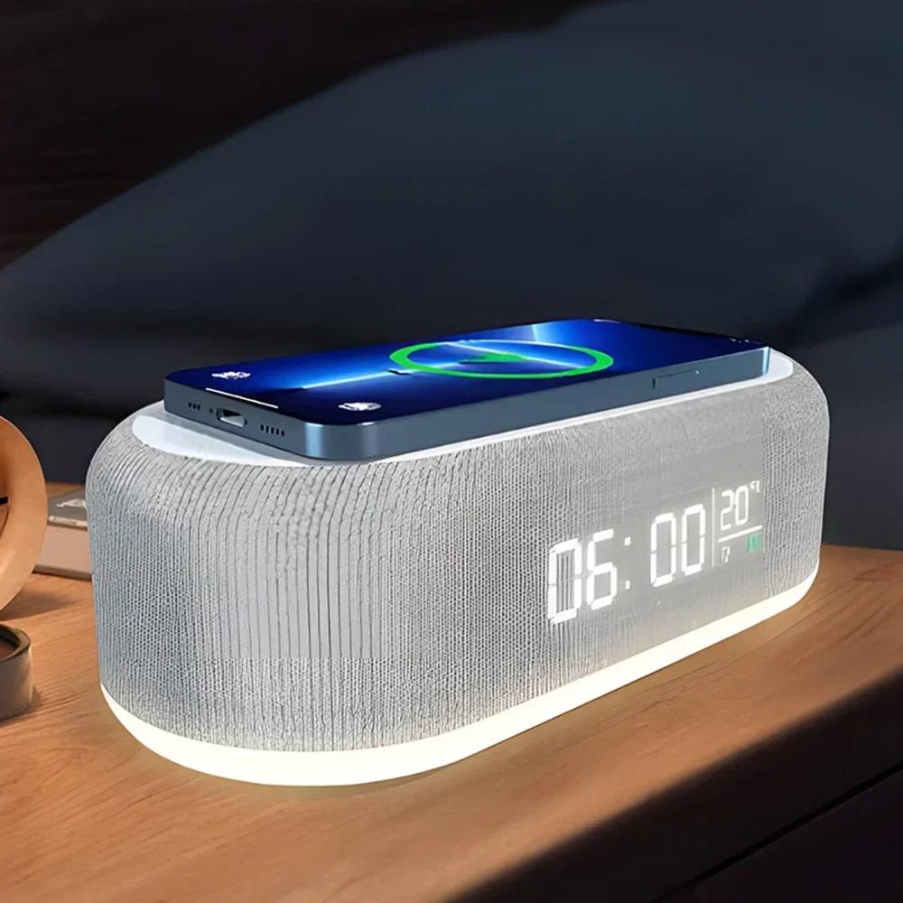

15W Wireless Chargers Pad Stand Alarm Bedroom Lamp Night Light Desktop Clock Temperature Thermometer Phone Fast Charging Dock
