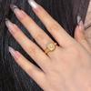 Emerald Zircon Adjustable Women's Ring - Classic Korean Fashion Style