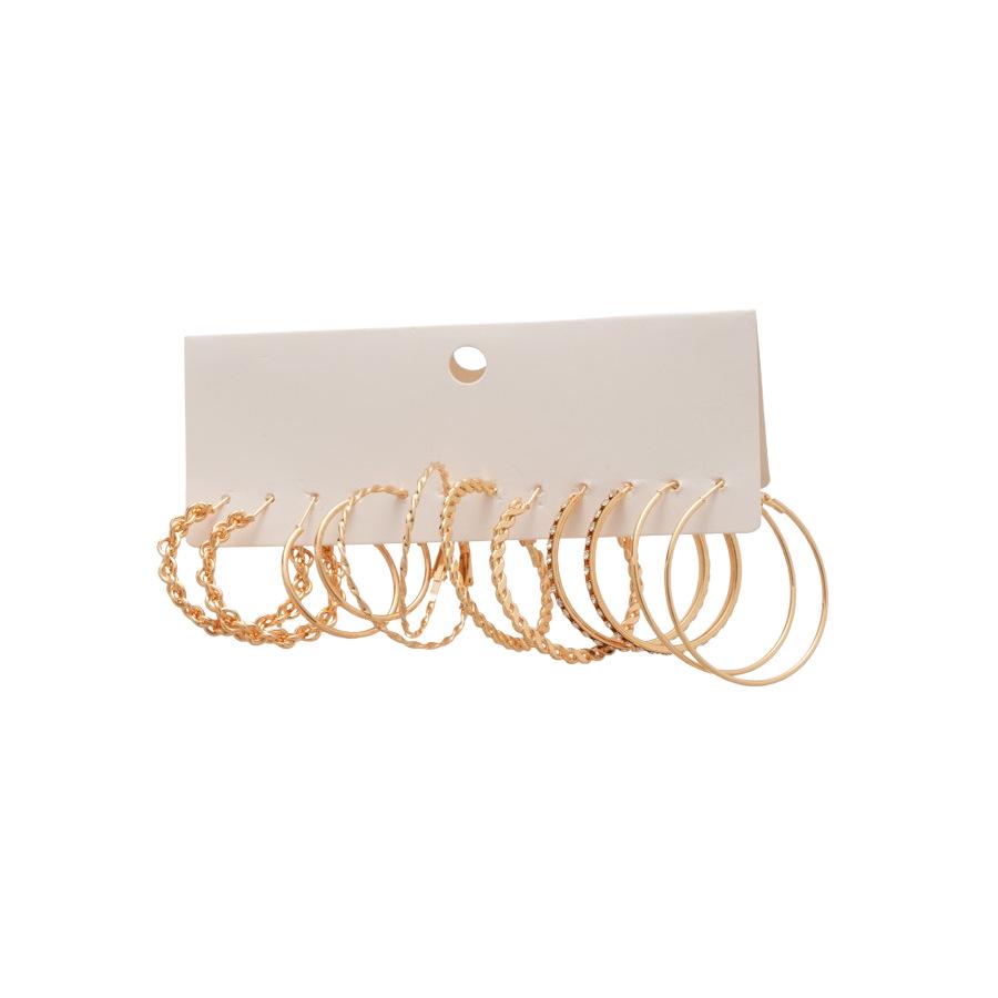 Twelve-Piece Silver Needle Diamond-Set Geometric Circular Hoop Earrings - Cool, Individual, Minimalist, High-End Niche Style