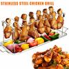 Stainless Steel Chicken Wing Leg Rack Grill Holder with Drip Pan for BBQ Outdoor Cooking Wings