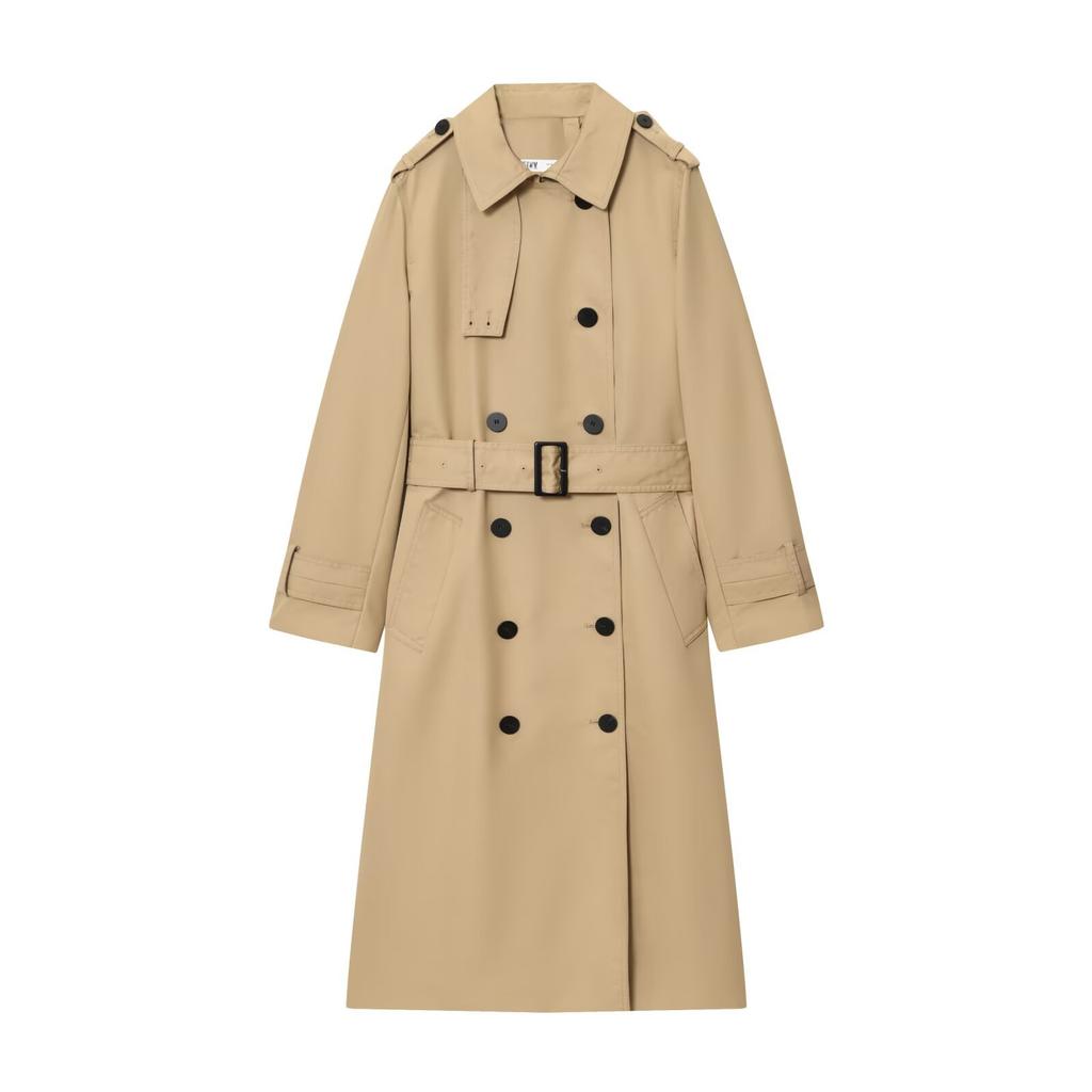 European and American style, new women's clothing, fashionable, versatile, cross-border comfortable lapel waterproof double placket trench coat