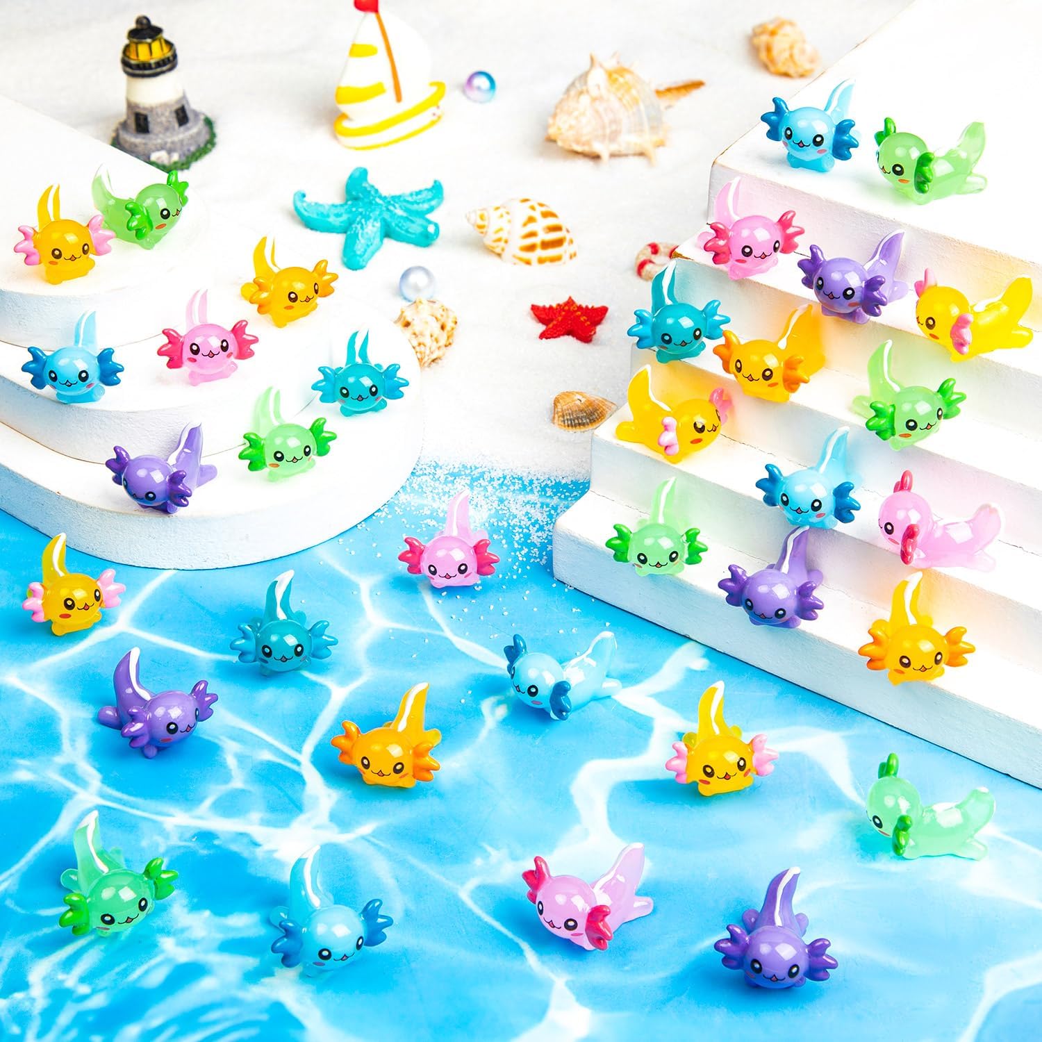 10 / 20pcs Mini Resin Axolotl Figures Tiny Axolotl Figurine Random Color Miniature Animals Ornaments Ideal for DO-IT-YOURSELF Fairy Garden Potted