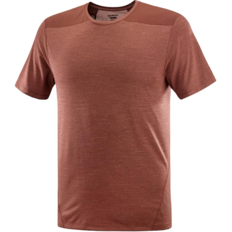 Salomon Solid Slim Fit Crew Neck Short Sleeve T-Shirt Men Tops Burgundy LC2277800 S 7947₽