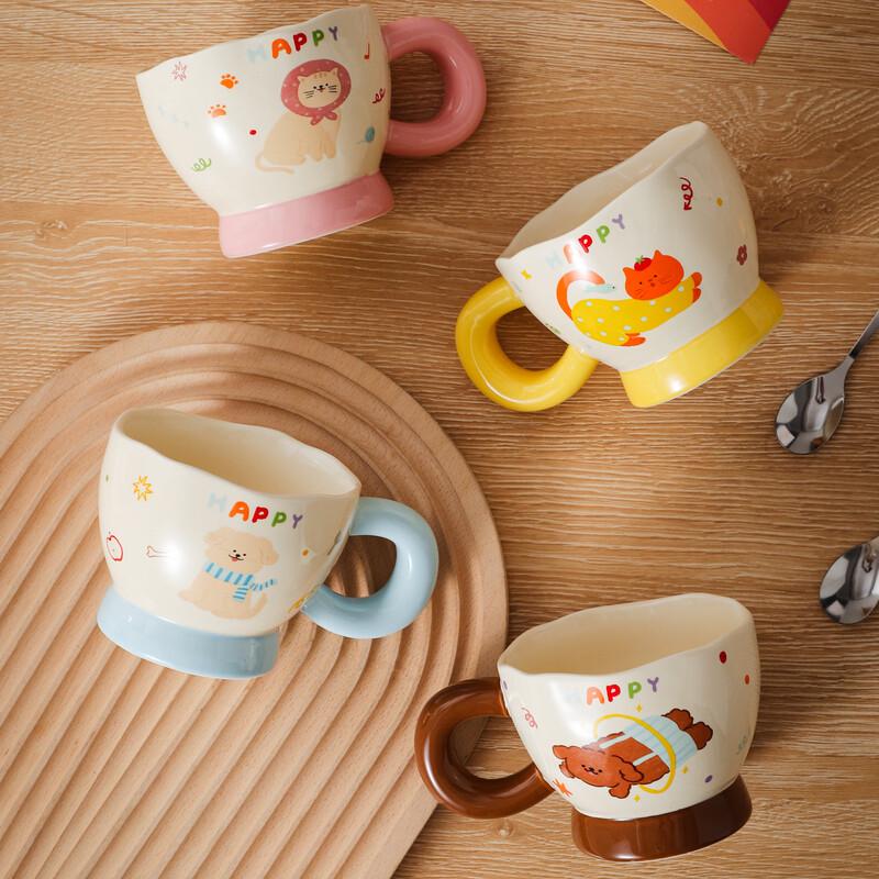 OLOEY Cartoon Ceramic Mug Gift Set with Spoon