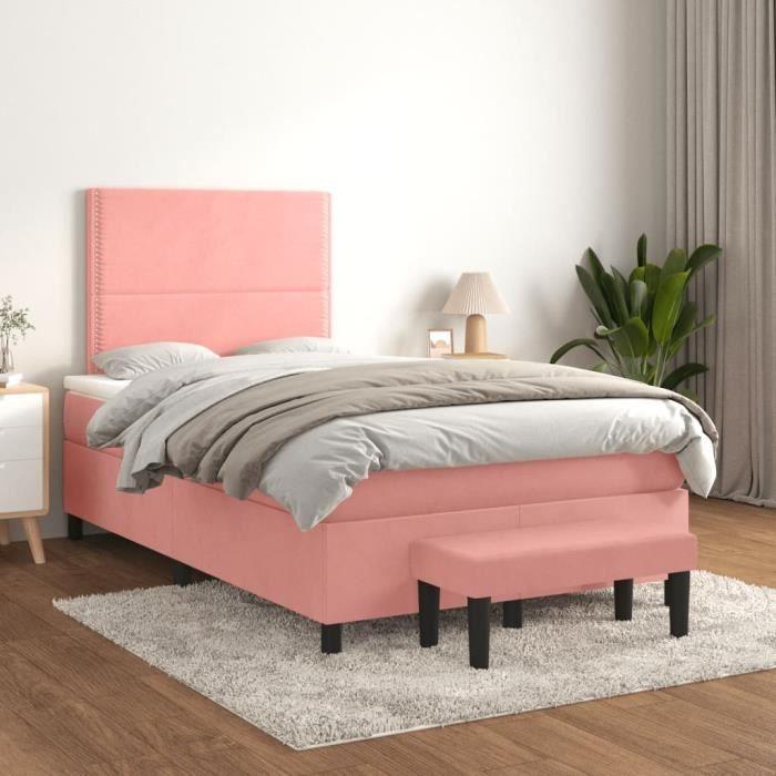 3137778 vidaXL Divan Bed with Mattress Pink 120x200 Cm Velvet