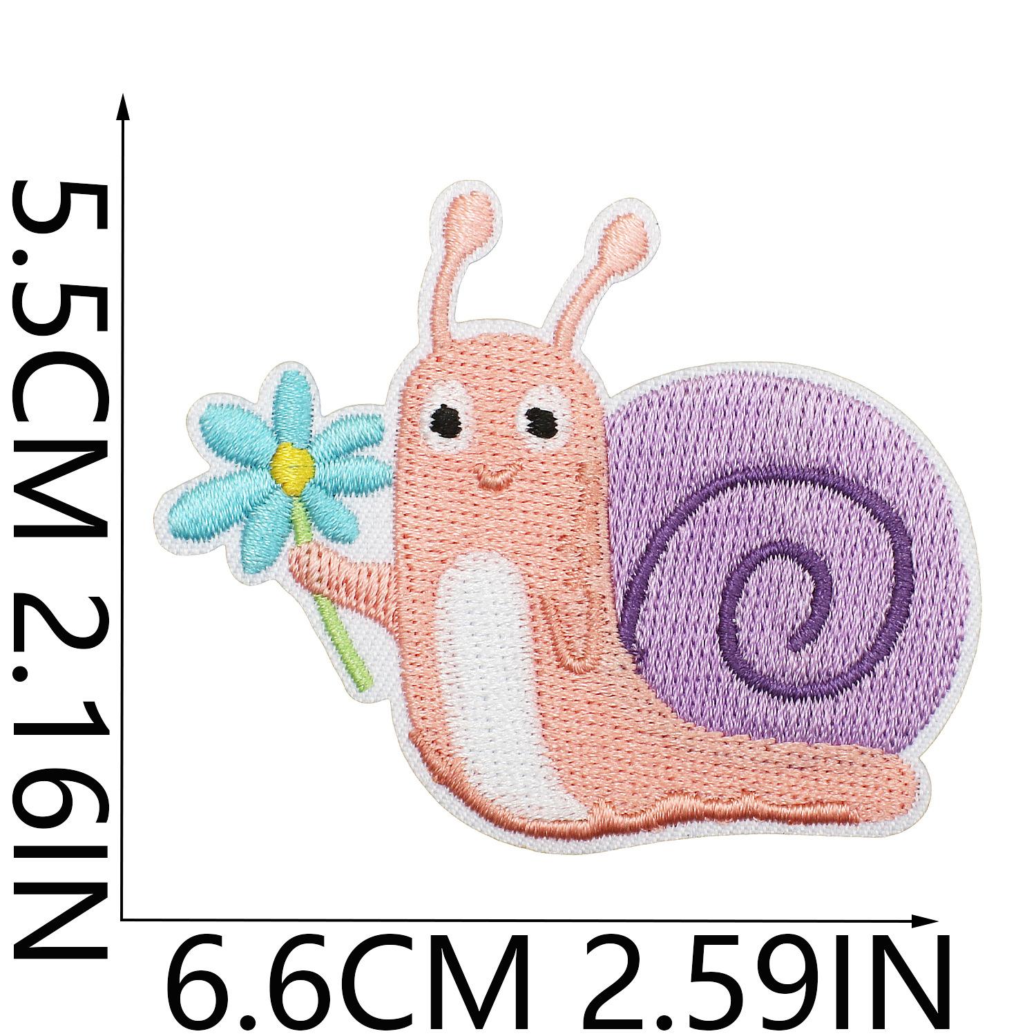 Мультяшная улитка Вышивка Тканевая наклейка Детская одежда Украшение Ракушка Улитка Компьютерная вышивка Наклейка Мальчик Термоперенос no. 6_3 pieces