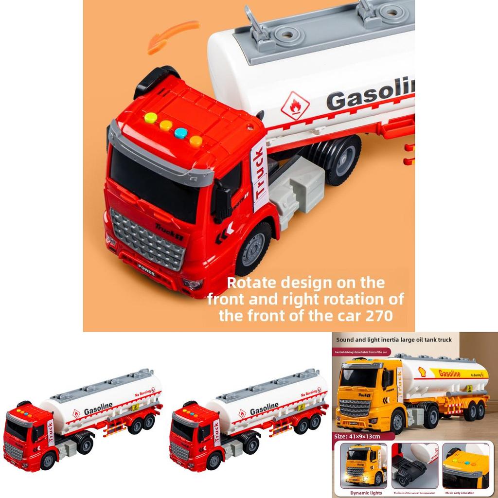 Childrens Large Plastic Fuel Tanker Inertia Drive With Lights Engineering Vehicle For Interactive Play