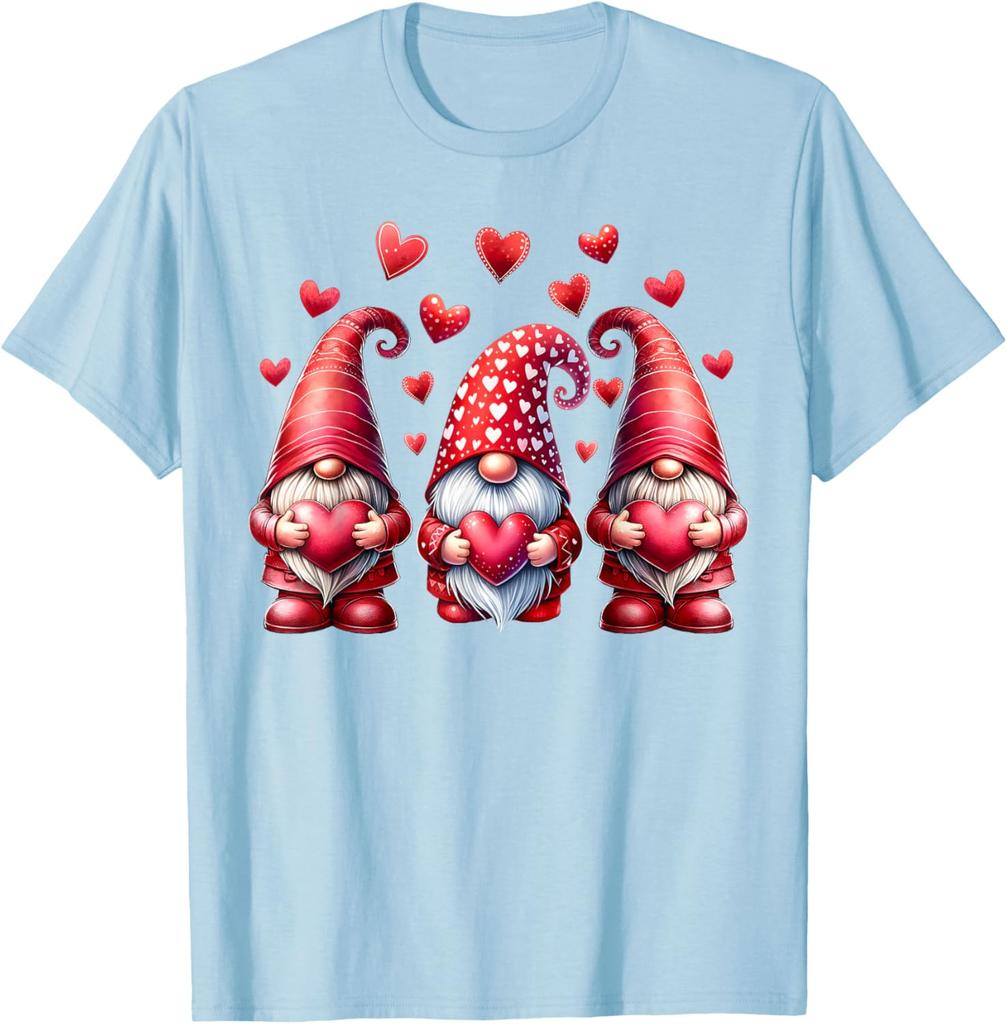 Růžoví valentýnští skřítci se srdíčky Grafický potisk Bavlněné tričko Ležérní denní tričko pro ženy muže