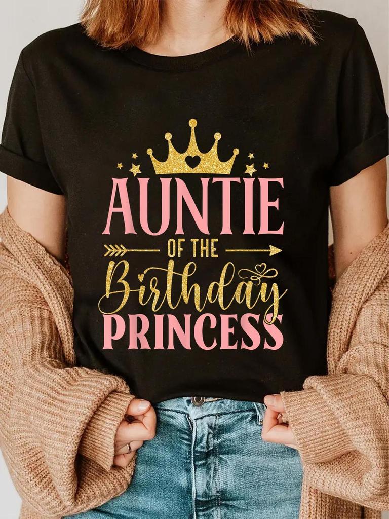 Auntie of the Birthday Princess Crown T-shirt