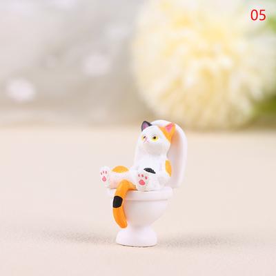 1 Stück Toiletten-Serie Miniatur Katzenfigur Niedliche Langlebige Katzenstatue Schön Aussehend Für Büro Mini Puppenhaus Dekoration