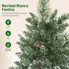 Mini Albero di Natale Artificiale 60 cm con 35 Luci LED 64 Rami Folti con Decorazioni Nevose e Base in Juta Verde