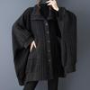 Autumn Spring Cotton Oversized Vintage Black Outerwears Women Casual Loose Jacket Coat