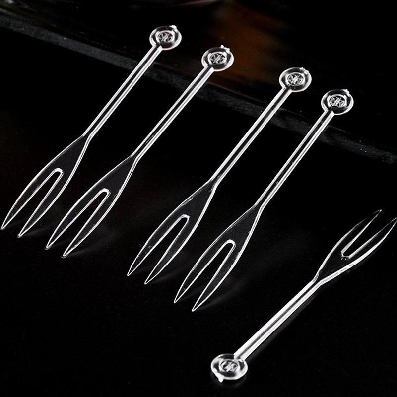 500Pcs Mini Fruit Fork Disposable Plastic Forks For Party Bbq Sticks Picks Skewer Set Home Dining Food Cake Fruit Fork