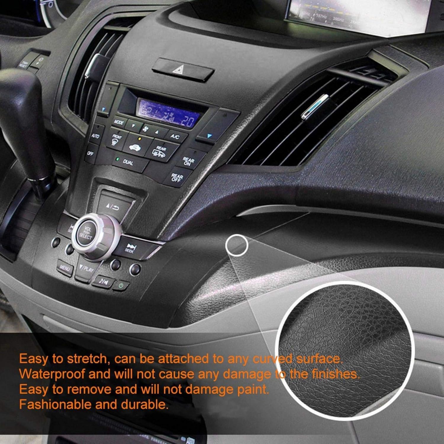 

Car Carbon Fiber Vinyl Wrap Roll, Self-Adhesive Black Vinyl Wrap, Adhesive Waterproof Bubble Free Black 11.8x78.7in Leather Grain Car Interior Wrap