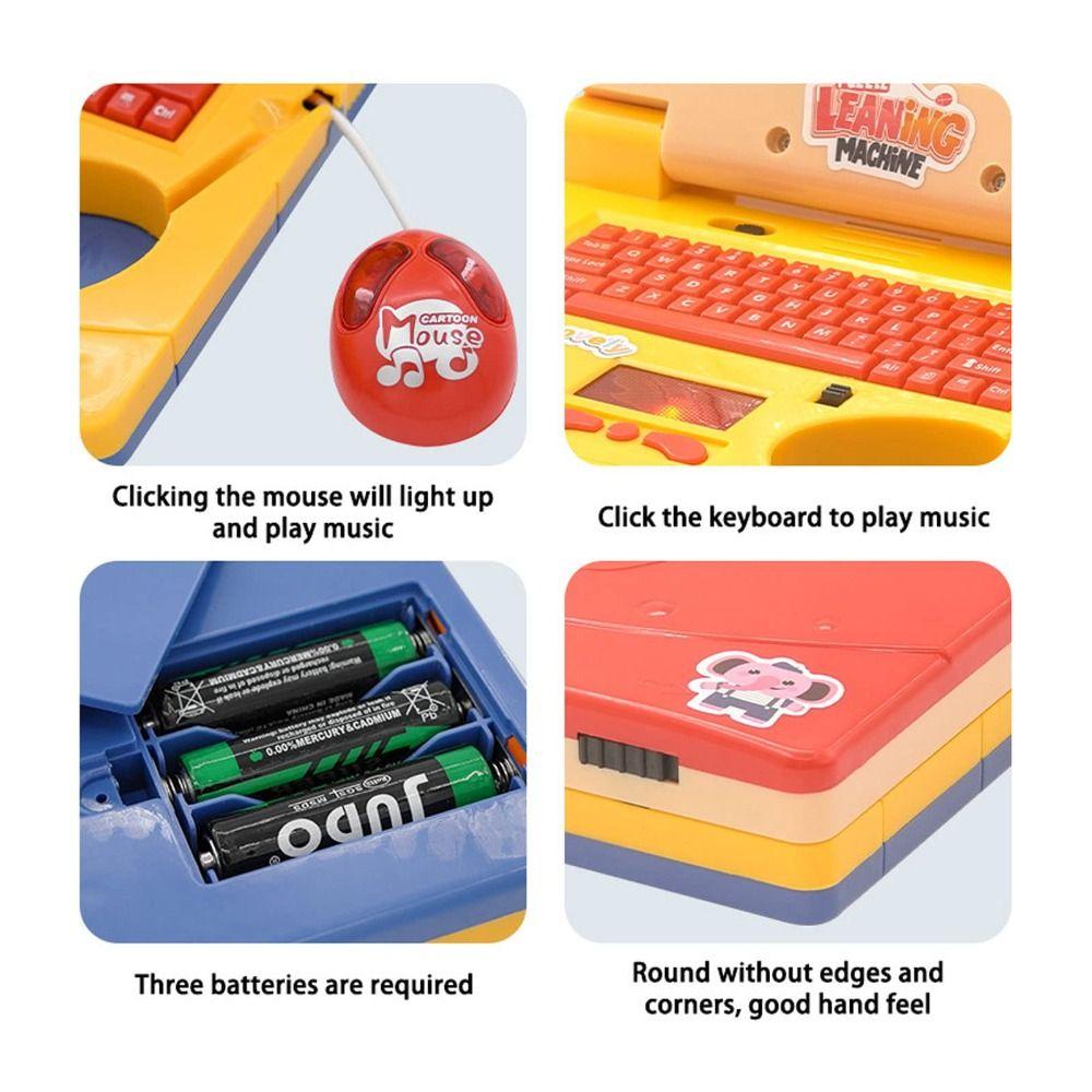 Plastic Toddler Educational Laptop LED Display Battery Mini Simulation Notebook Multi-function Music Function
