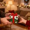 10pcs/pack 3D Christmas Gift Box Red Bow Christmas Gift Packaging Paper Box Mini Christmas Folding Gift Container For Chocolate