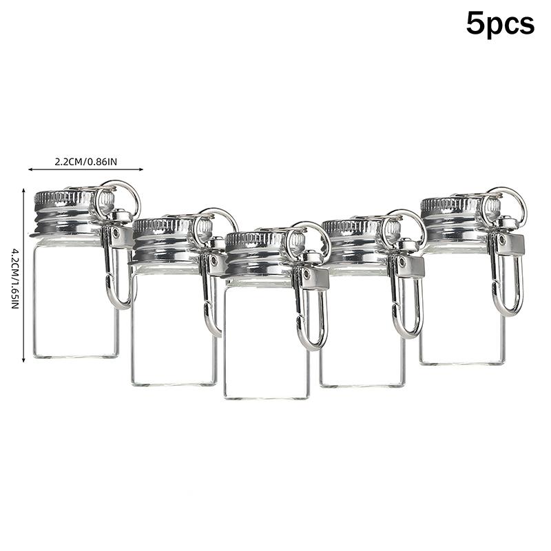 7/10Ml Storage Bottle With Love Keychain Transparent Glass Bottles Aluminium Cap Empty Jars Liquid Containers Dispenser Decor