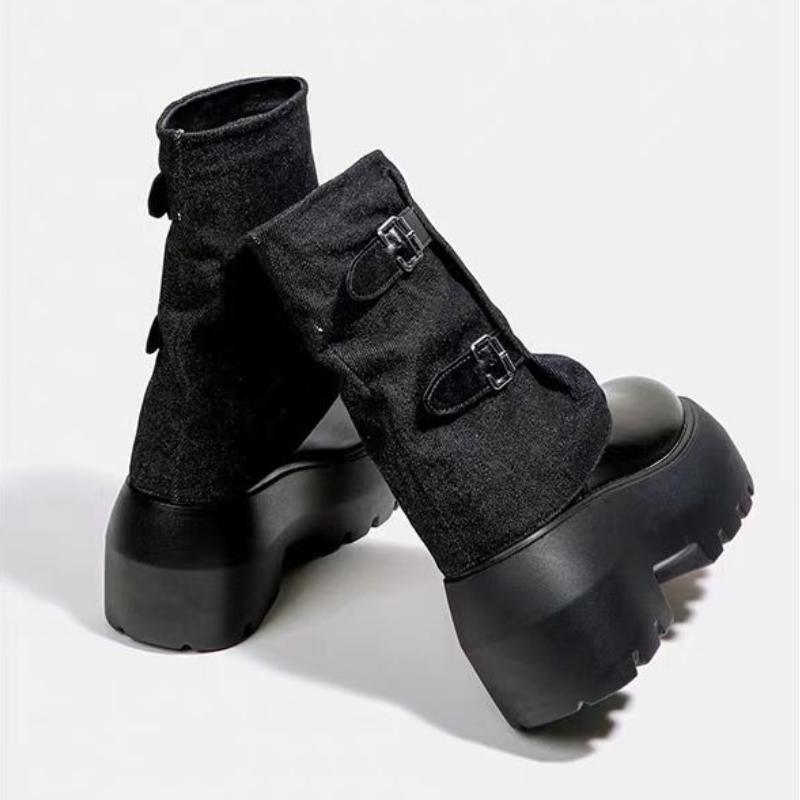 Fashion Women Ankle Boots Platform Chunky Denim Fashion Shoes Designer 2025 Winter New Trend Gladiator Boots Woman Botas Mujer Zapatos