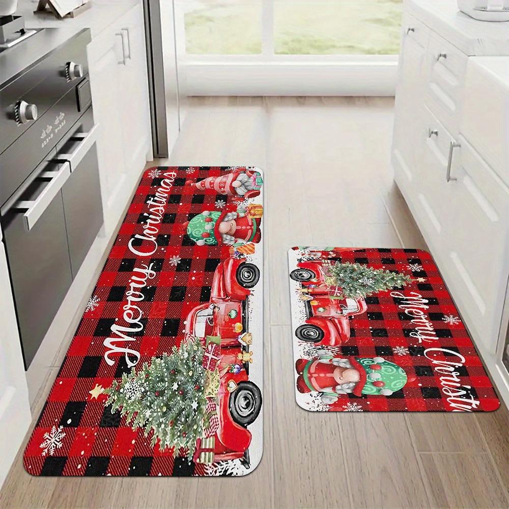 

1 шт. Кухонные коврики против усталости с праздничным рождественским принтом, водонепроницаемые, нескользящие, толстые, амортизирующие кухонные коврики, сверхпрочный комфортный коврик для стояния для кухни 40*60cm