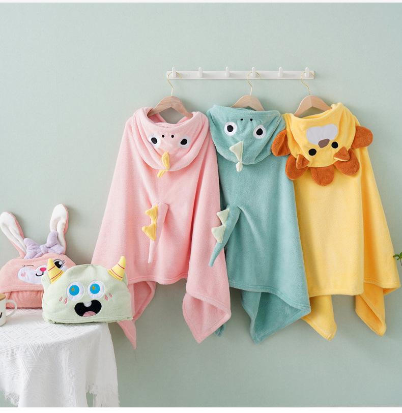 Asciugamano da Bagno con Cappuccio in Pile Corallo Disegnato Xiangfeng per Bambini - Assorbente, Mantella Indossabile per Neonati